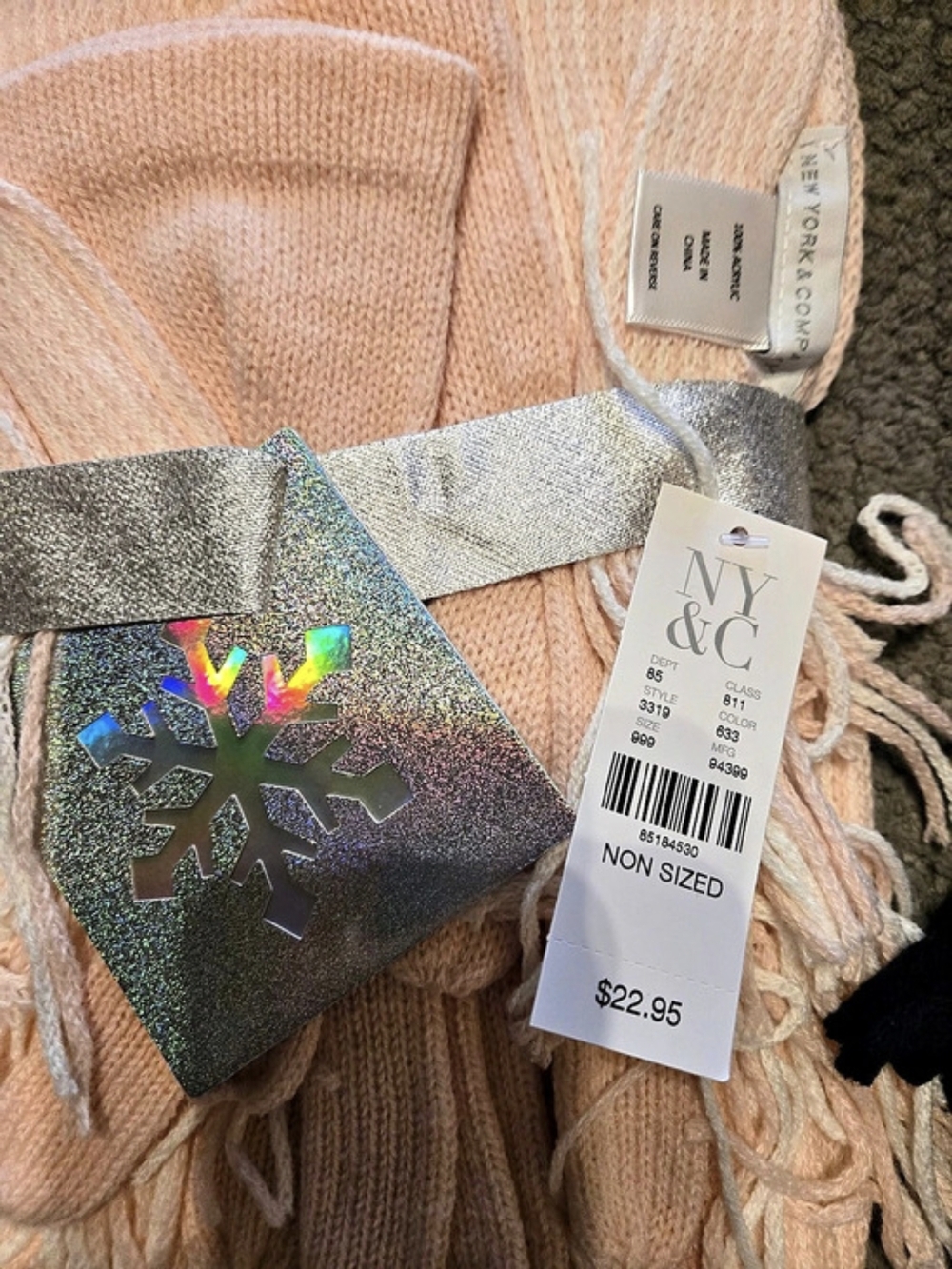 NY&C Pink Silver Scarf And Glove Set NWT